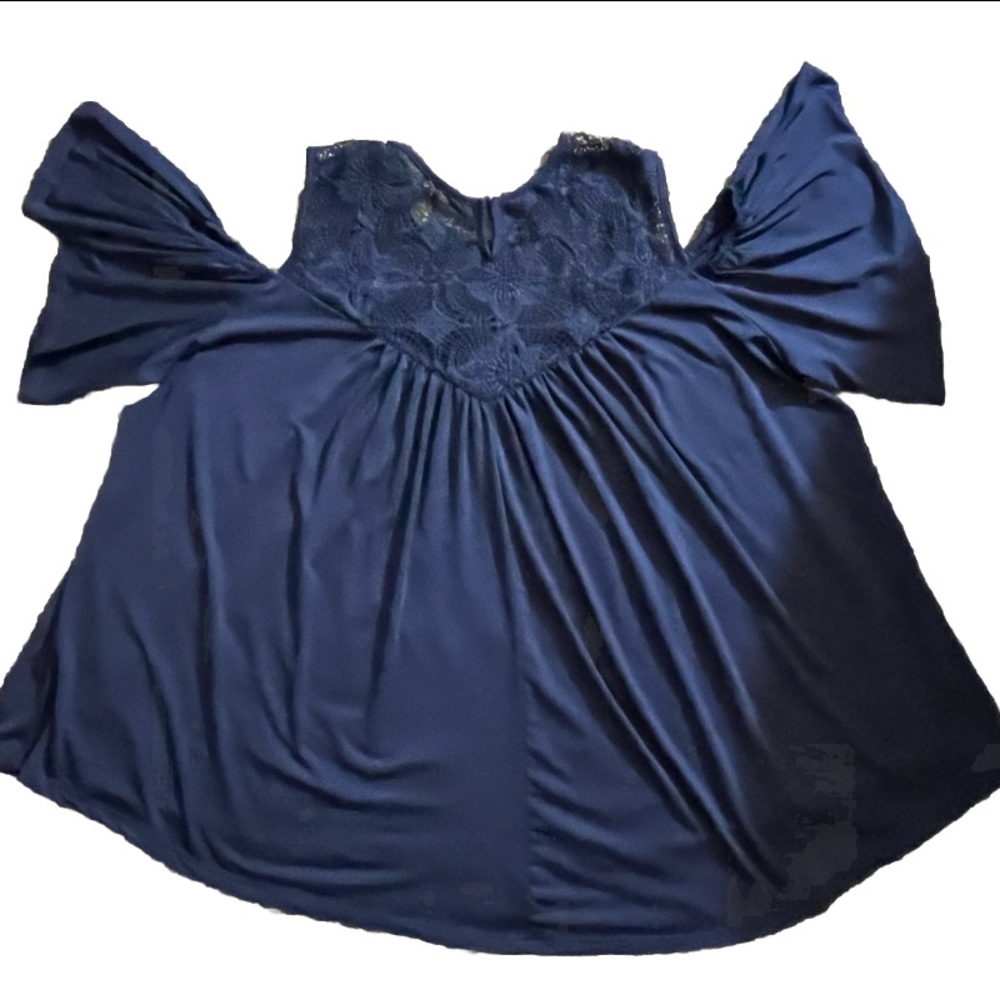 Women Lace Cold Shoulder Blouse Size 20 Navy Blue